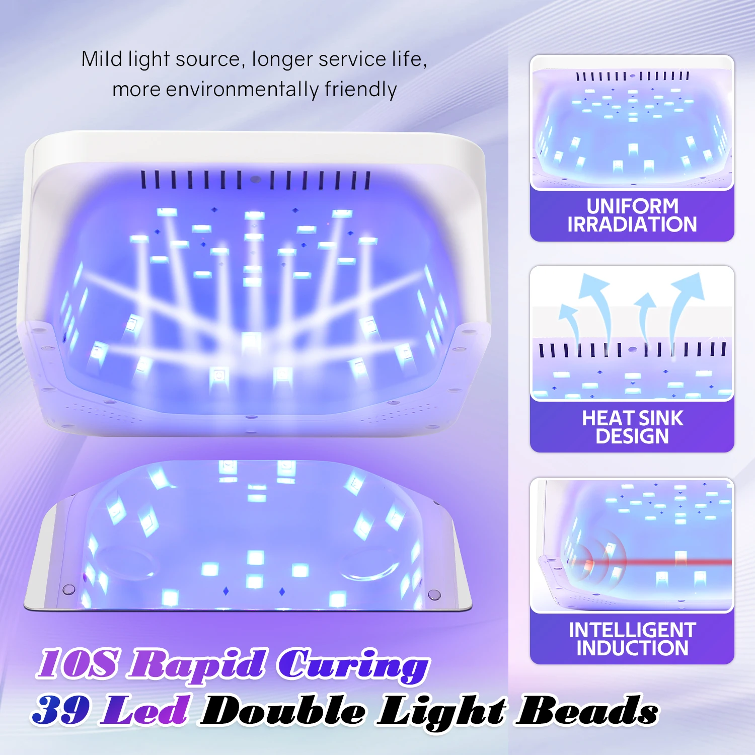 Lámpara de uñas profesional de 33W, recargable, 39LEDS, UV, lámpara de secado de uñas, lámpara de manicura inalámbrica con 4 ajustes de temporizador, Sensor inteligente