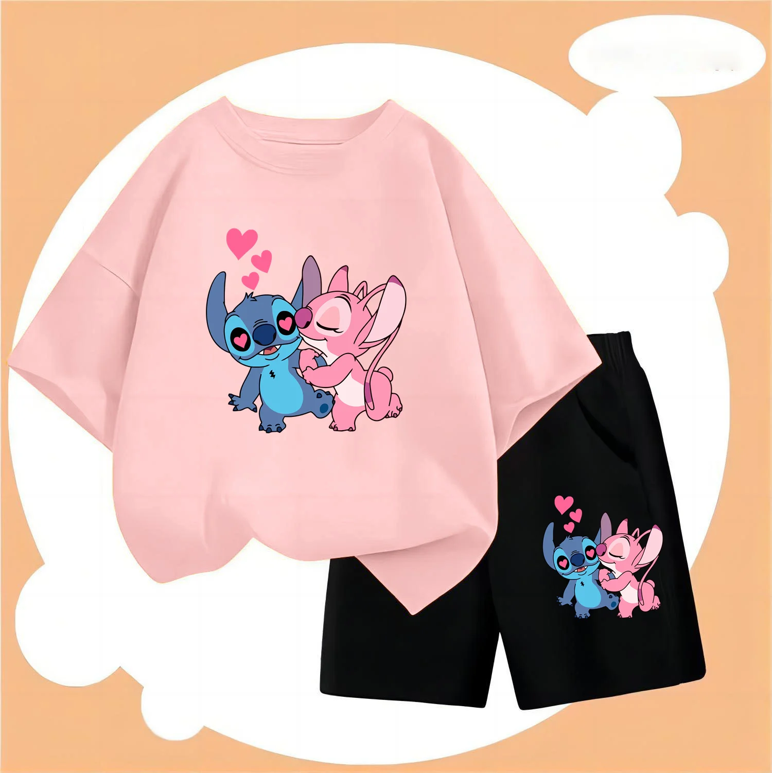 

Stitch kids T-shirt Set Boy Girl Birthday Gift Party T-shirt Set Summer New pullover top for children 3-12 years old