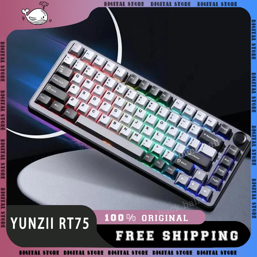 Yunzii Rt75 Wired Magnetic Switch Keyboard 82 Keys Keyboard Hot-Swap Adjustable Key Range Gamer Keyboard Custom Gaming Keyboard