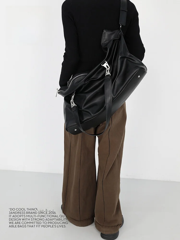 Street Style Casual Large Capacity Crossbody Bag JANDRESS Original Design Folded Texture Single Shoulder Bag for Short Trips ...