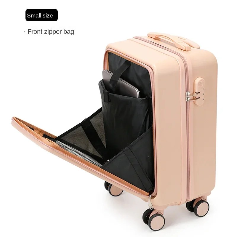 Rolling Luggage Travel Suitcase  Front Open Trolley Case Boarding Box Unisex Large Capacity Trunk Silent Universal Wheel Luggage