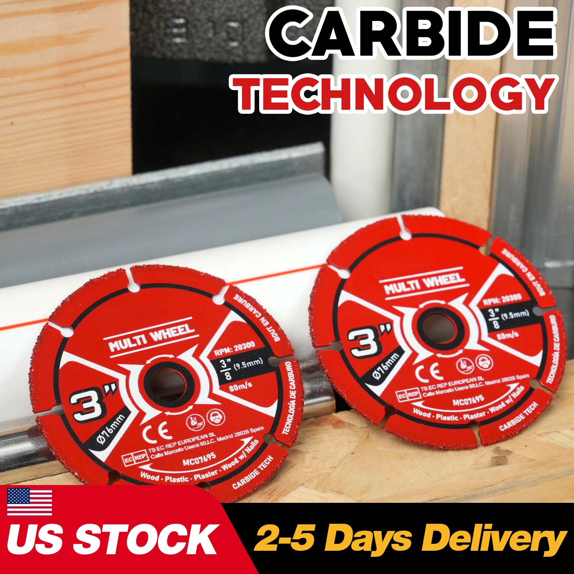 EZARC 3 Inch Carbide Cut Off Wheels 2pcs  Cutting Disc Angle Grinder Cutting Wheel for Wood Wood with Nails Laminate Plastic Cut