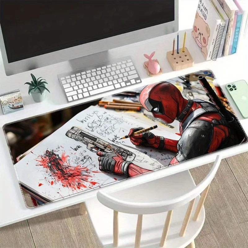 لوحة ماوس الألعاب Deadpool - "الأبطال في أطراف أصابعك!" تصميم، سجادة مكتب مطاطية كبيرة للاعبين والمعلمين، هدية مثالية لـ Phy