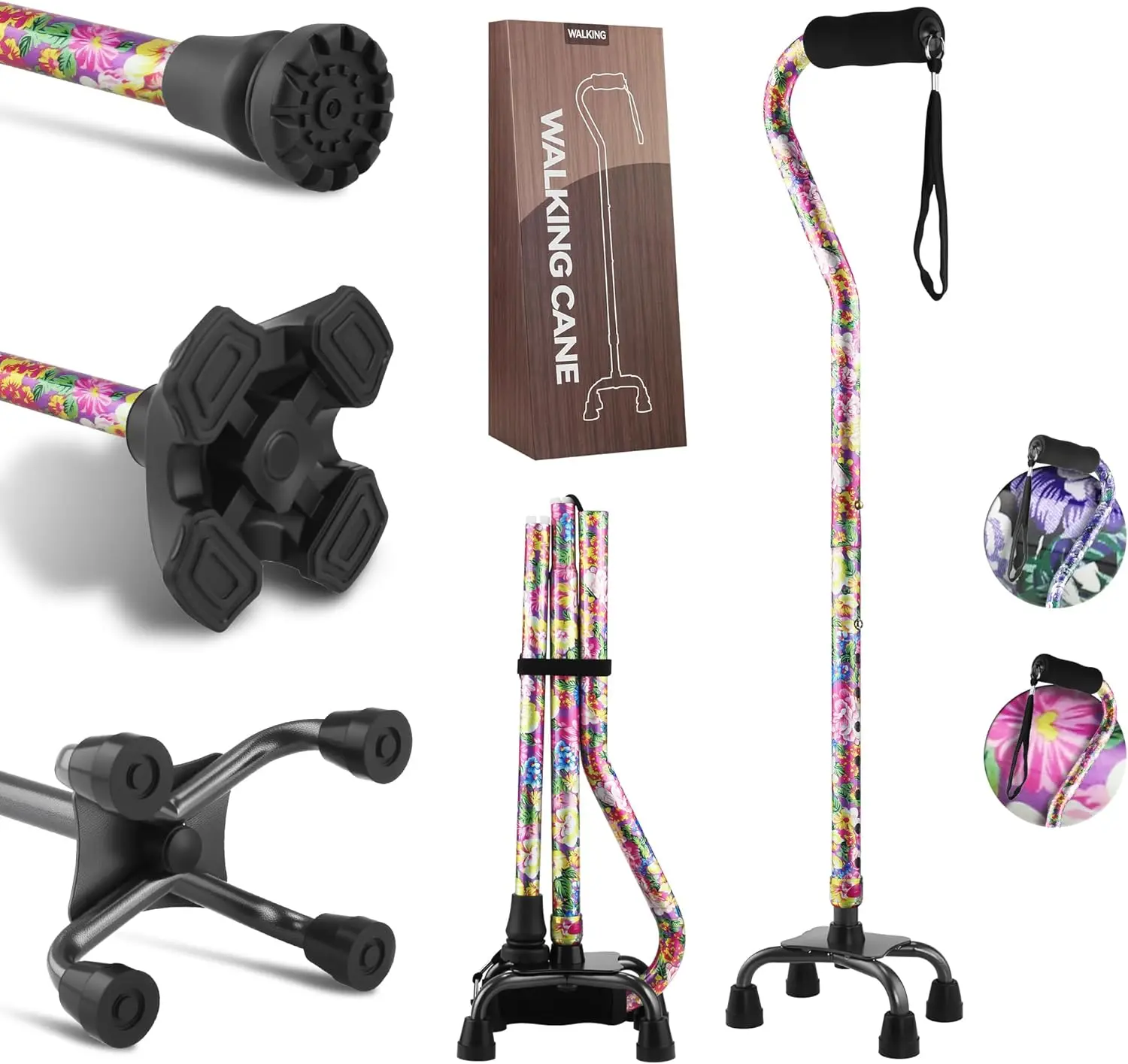 

Складная регулируемая трость с тремя ножками для пожилых людей и взрослых, прочная отдельно стоящая конструкция