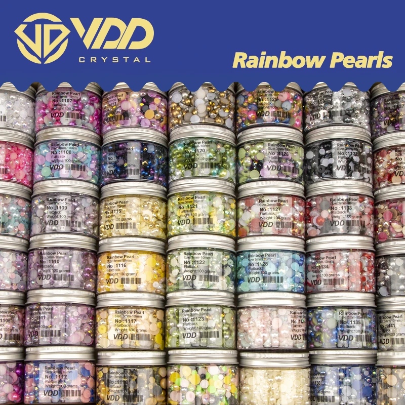 VDD 30/60/100/200g Großhandel Gemischte Größen ABS Halbrunde Perlen Flache Rückseite Perlen Farbige Harz-Strasssteine für Nagelkunst, Basteln und DIY-Dekoration – Detail 4