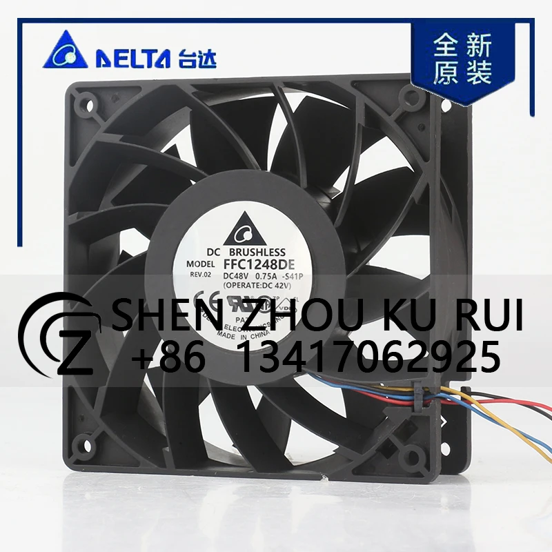 

Delta 12V 24V DC 48V 0.75A AC EC 12038 120x120x38MM 12CM Dual Ball Bearing 4-wire PWM High air Volume FFC1248DE-S41P Cooling Fan