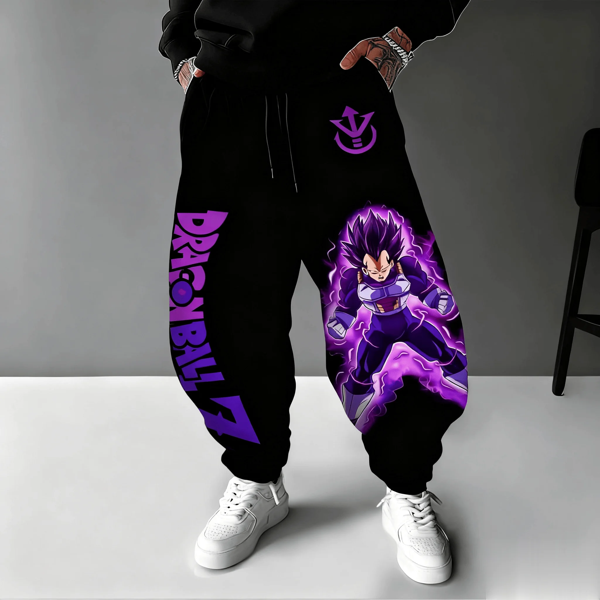Dragon ball z vegeta anime moletom masculino impressão gráfica solta casual streetwear algodão jogger calças hip hop outono y2k