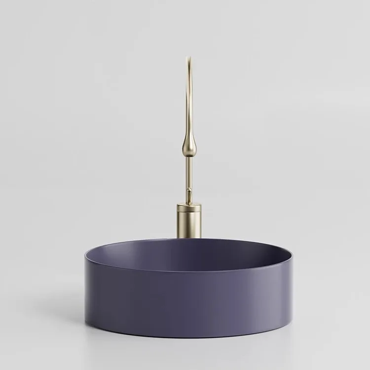

Balcony ceramic integrated wash basin single basin bathroom round table basin blue purple color wash face