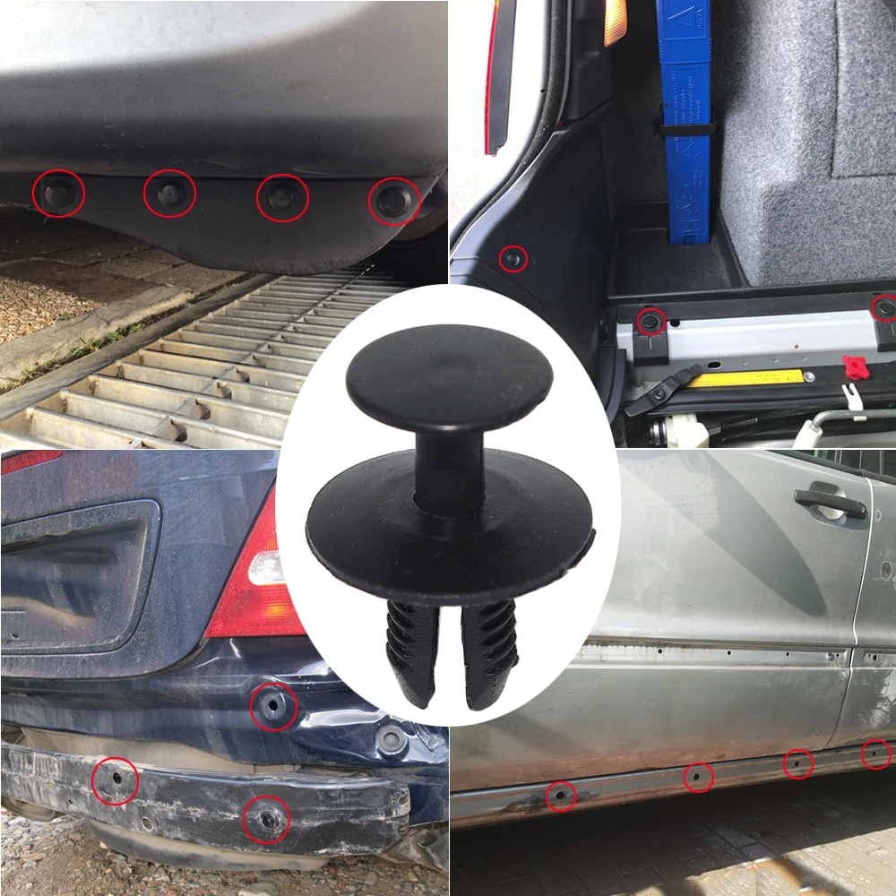 10Pcs For Benz W201 W204 C209 W211 X204 W140 R230 Boot Wheel Arch Lining Panel Clip Side Skirt Engine Undertray Carpet Rivet