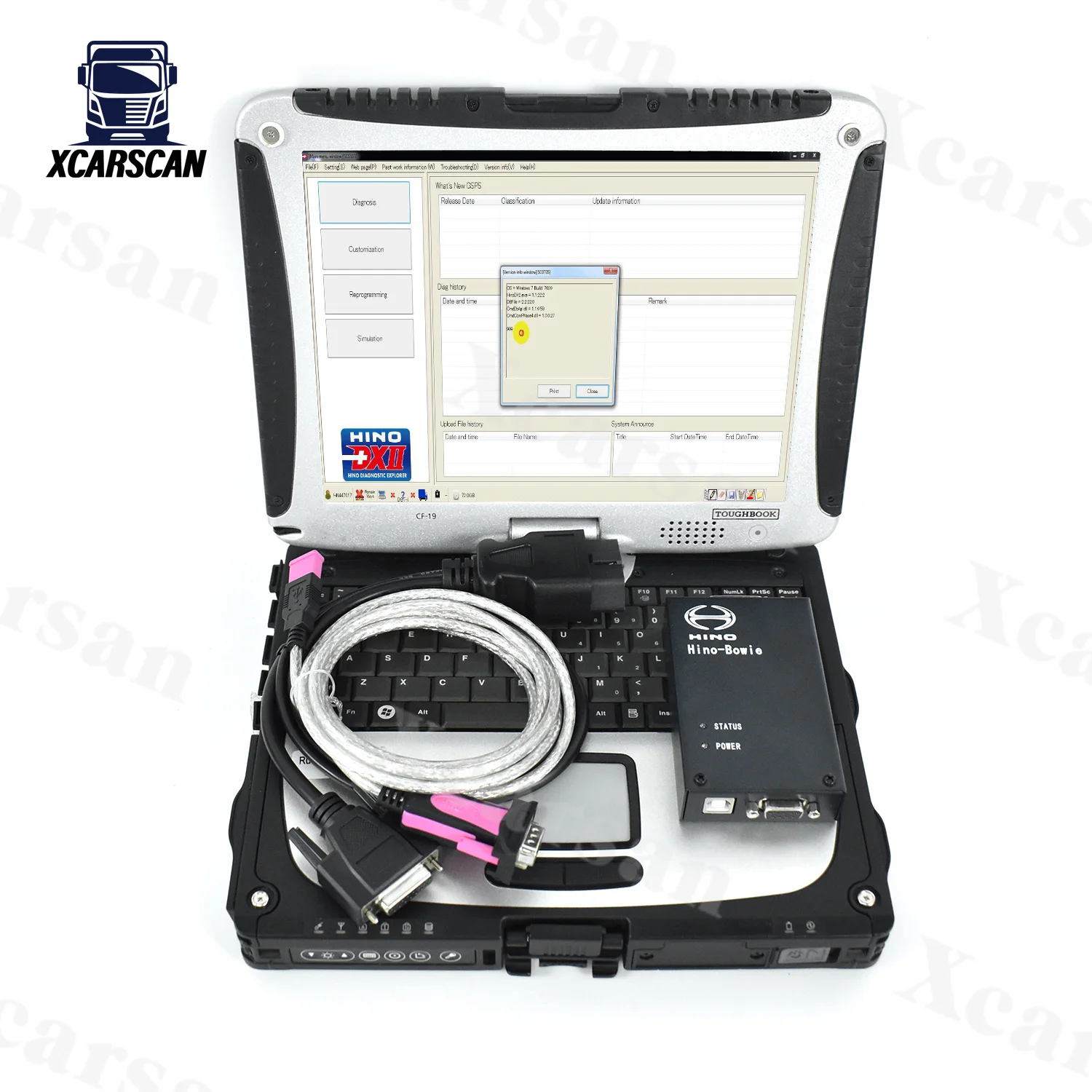 

CF19 Laptop For Hino Bowie Diagnostic Tool Explorer OBD2 Cable Hino DX Excavator Truck Diagnostic Scanner Tool