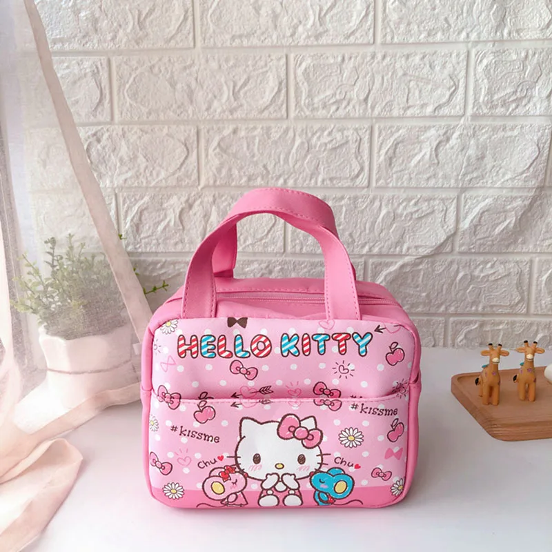 Nuova borsa per il pranzo isolata Hello Kitty borsa per il pranzo portatile in foglio di alluminio pieghevole Sanrio di grande Volume