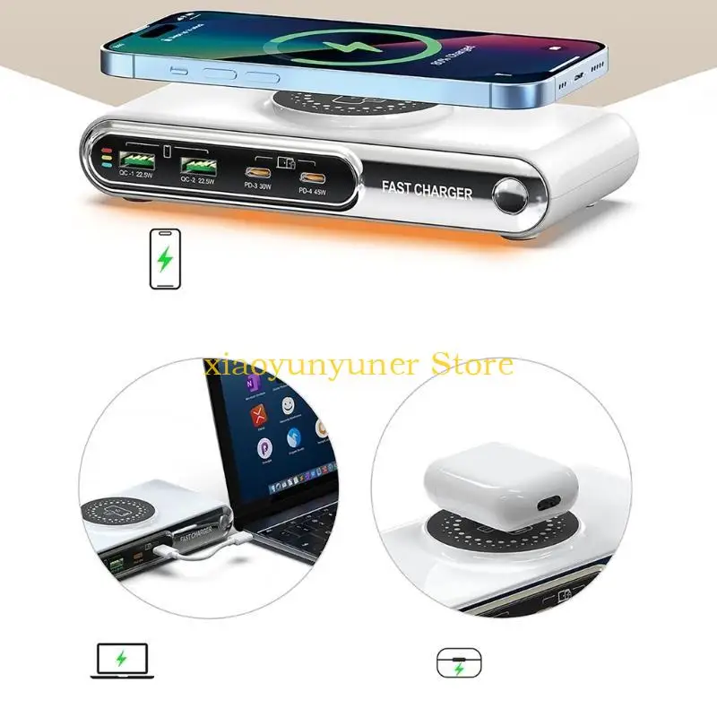 P9JB Wireless Charging Station PD45W+PD30W USB C Fast Charging Adapter Charging Dock For Phones Tablets Laptops
