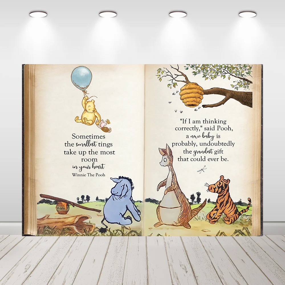 

Classic Winnie the Pooh Photography Backdrop for Boy Baby Shower Decoration Bear Kids 1st Birthday Background Photocall