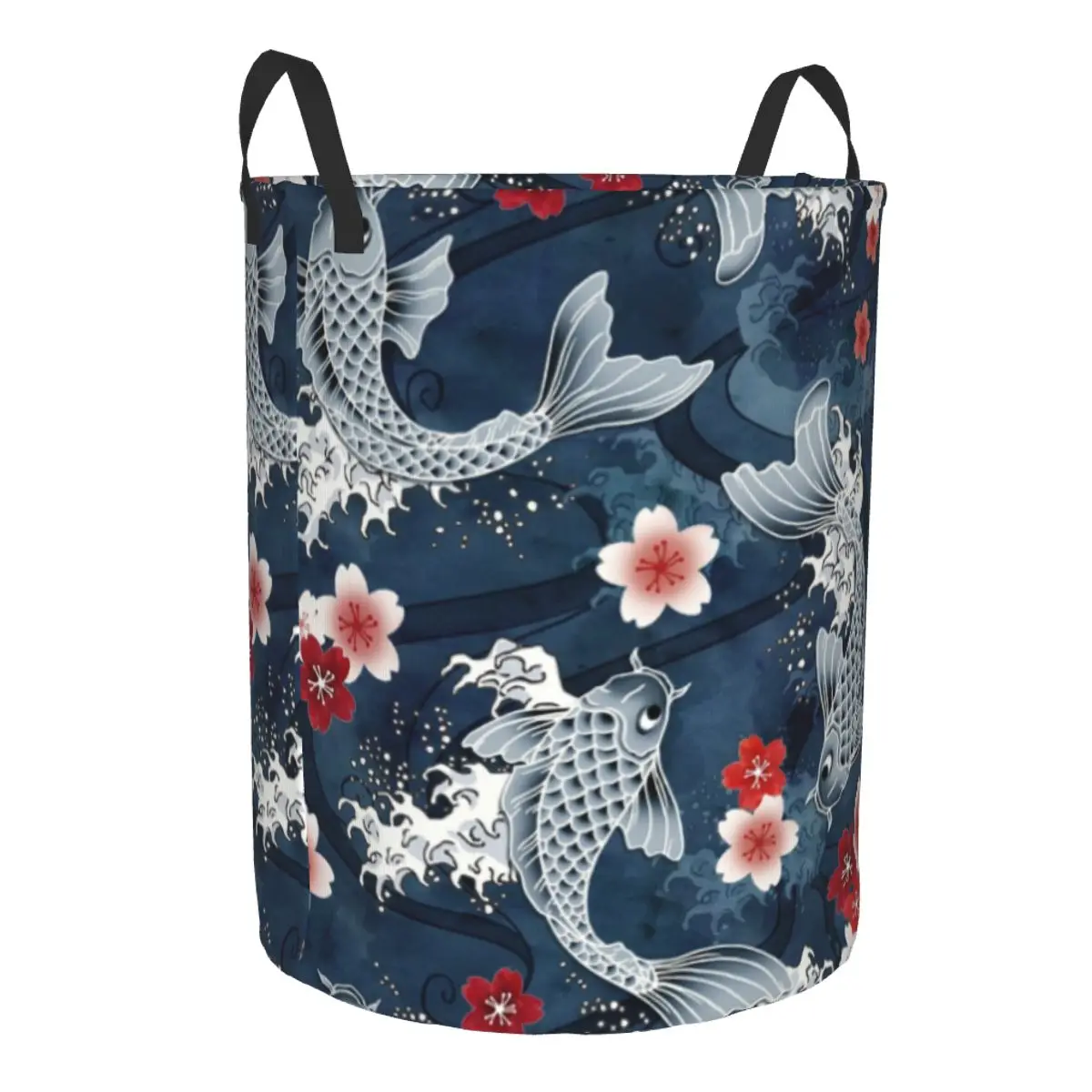 Koi Cherry Sakura Blossom Laundry Basket Large Capacity Clothes Storage Bin Flower Floral Japanese Asian Fish Baby Hamper