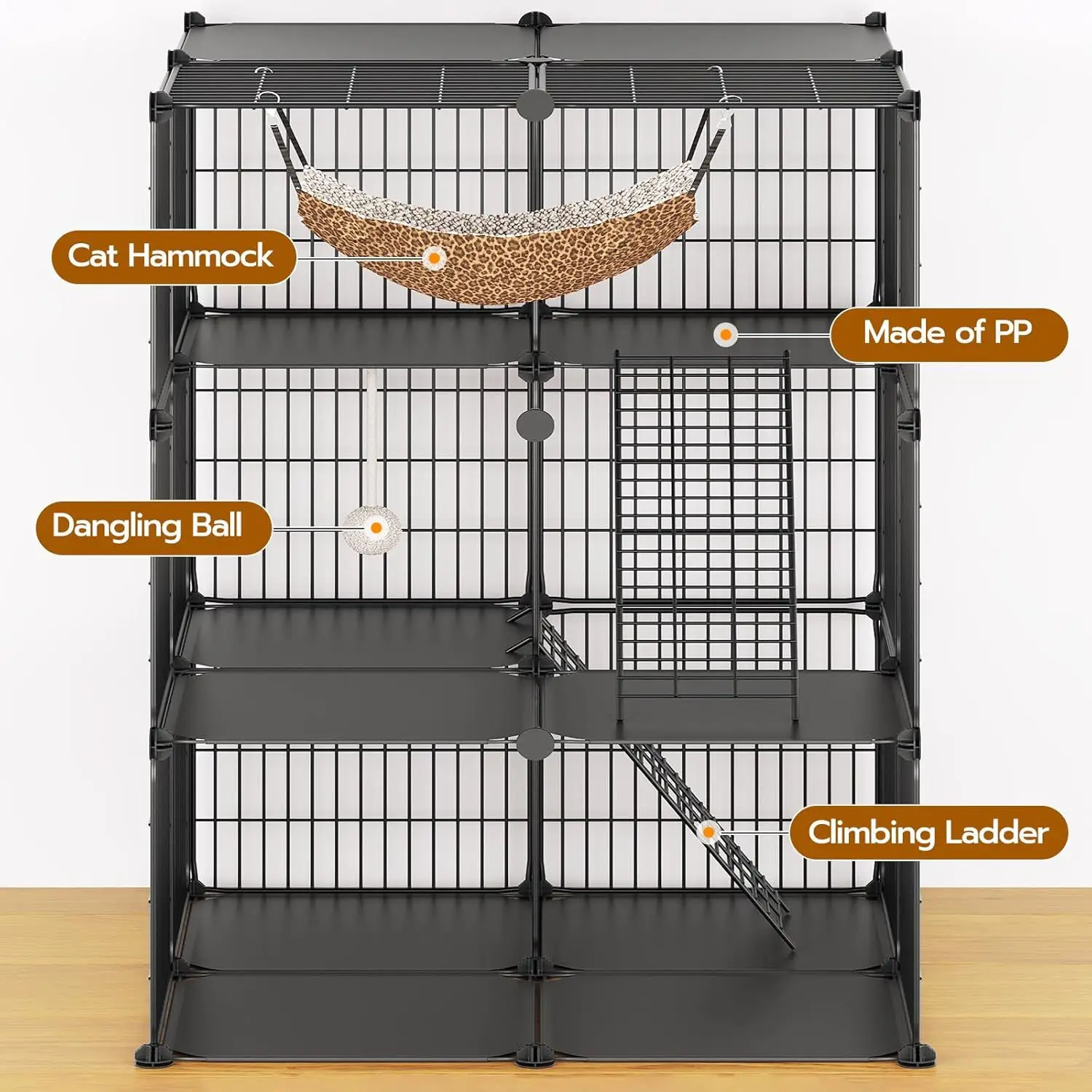 

Household bold pet fence Removable metal pet cage Cat cage Indoor cat house with climbing frame