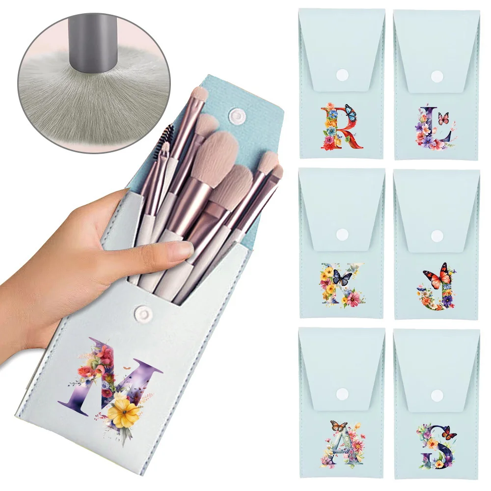 

8Pcs Soft Fluffy Makeup Brush Set Portable Cosmetic Kit Pack Blending Beauty Tool Bag for Ladies Butterfly Letter Pattern