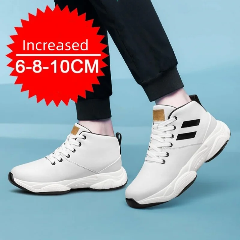 Herren-Sneaker aus echtem Leder mit integrierter Erhöhung, 8 cm hohe Einlegesohlen, versteckter Absatz, sportliche Wirkung_voghion.com