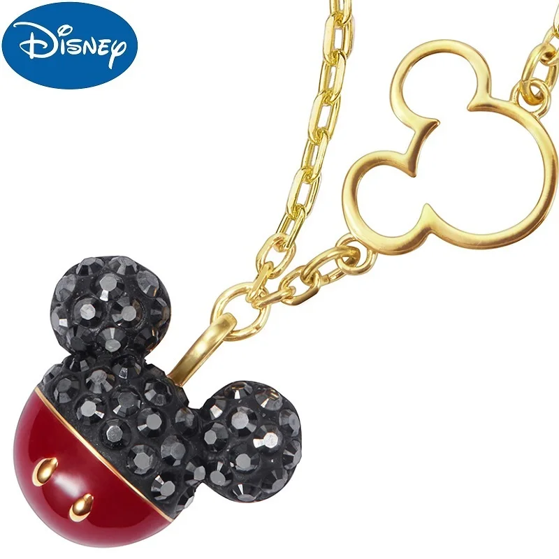 Disney Original Mickey Minnie Mouse Cartoon Woman Retro Bracelet Crystal Pendant Young Lady Girl Party Dress Charm Gift Jewelry