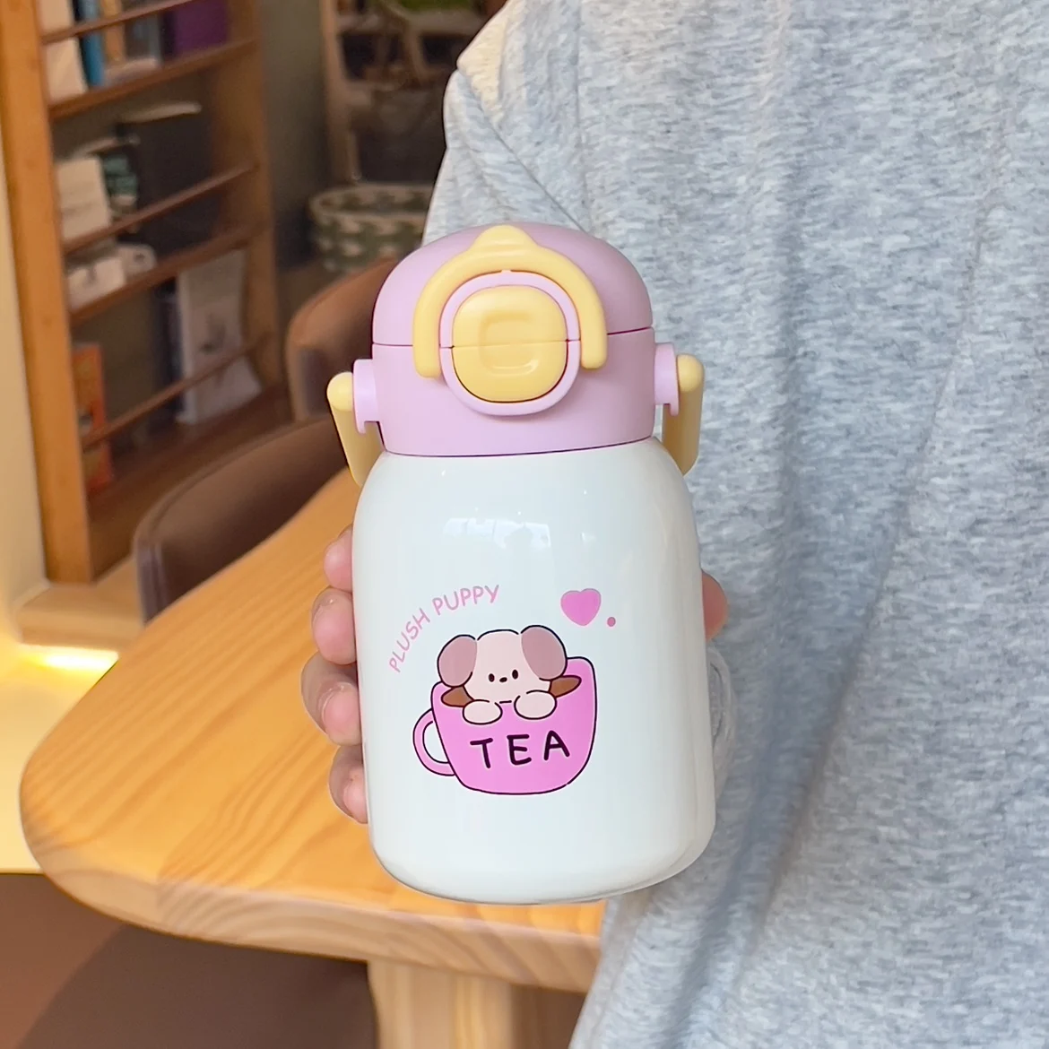 New Children's Large Capaci Insulated Water Bottle with St School Special Cup Cute Cartoon Design Stainl Steel Cup