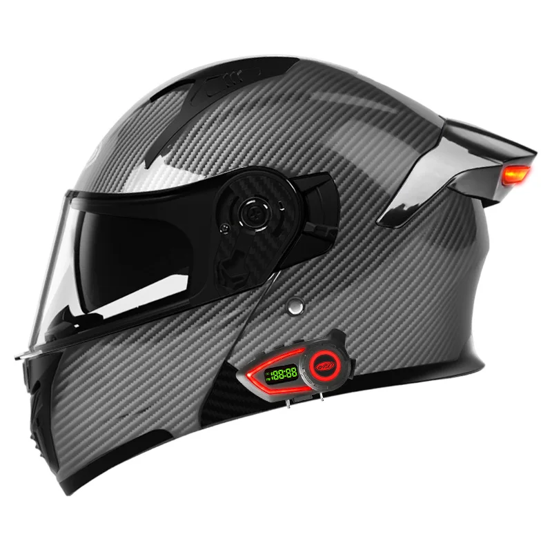 ABS Material Motorcycle Helmets Double Visor Modular Helmet With Bluetooth Helmet LED Tail Light DOT Approved Factory Wholesale
