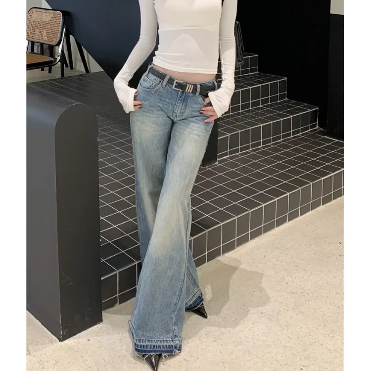 

Slimming High Waist Wide Leg Jeans Women's Spring Autumn Fashion Washed American Hot Girl Style Bell Bottoms Casual Trousers