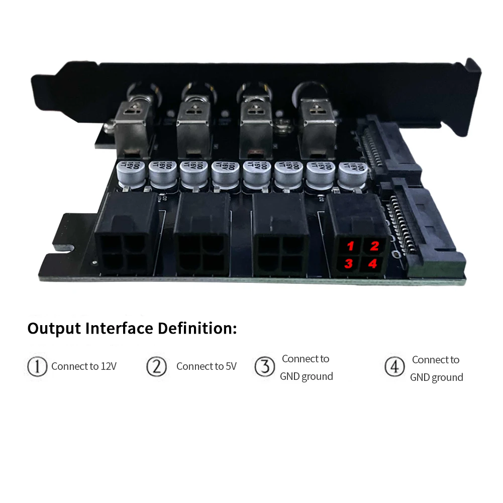 Hard Drive PCI Expansion Card Dual Channel Free PCI Bit Expansion 4 Bit Power Control SSD with SATA Cable Power Control Switch