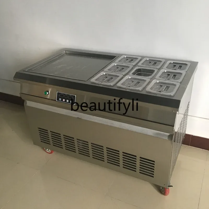 Z189 Intelligent Large Square Pot with Nine Buckets Ice Cream Fryer Thai Ice Cream Roll Yogurt Fryer Machine