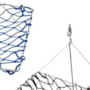 Stainless Steel and PE Castable Crab Trap with Foldable Snare Design Rope Bait Holder and Embedded Crab Measurement Tool