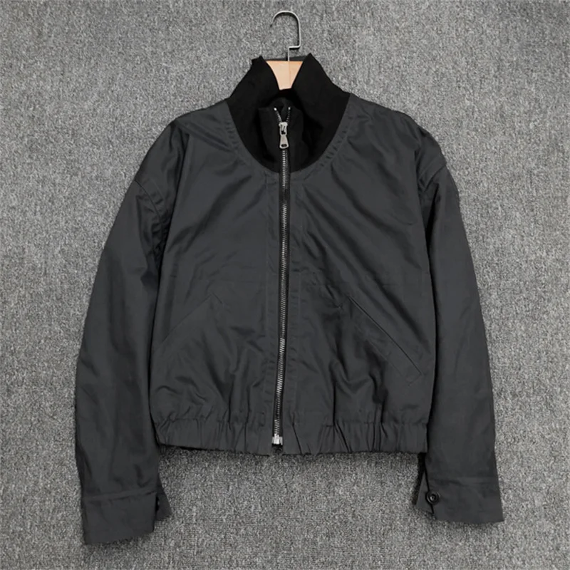 

Женская куртка, новинка осени 2025 года, искусственные топы с двумя высокими воротниками и длинными рукавами из чистого хлопка, женское пальто высокого качества, повседневная верхняя одежда