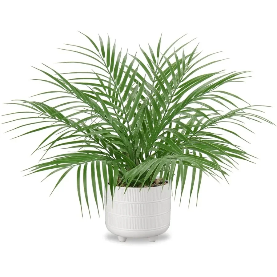 

19-дюймовые большие искусственные горшечные растения, искусственные пальмовые растения с пластиковой тропической пальмой в белых керамических горшках для богемного дома