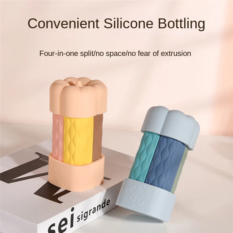 4-teiliges tragbares auslaufsicheres Silikonflaschen-Set – nachfüllbare, zusammendrückbare Flüssigkeitsbehälter für Lotion-A77G