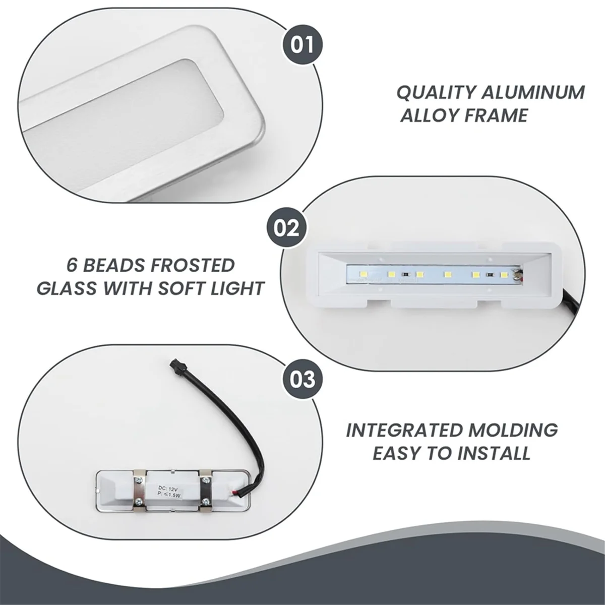 Лампочки вытяжки BFYLE, 120 мм светодиодный светильник для плиты, 1,5 Вт, прямоугольная дымовая вентиляционная лампа, 12 В постоянного тока, белая розетка SM, штекер, матовый