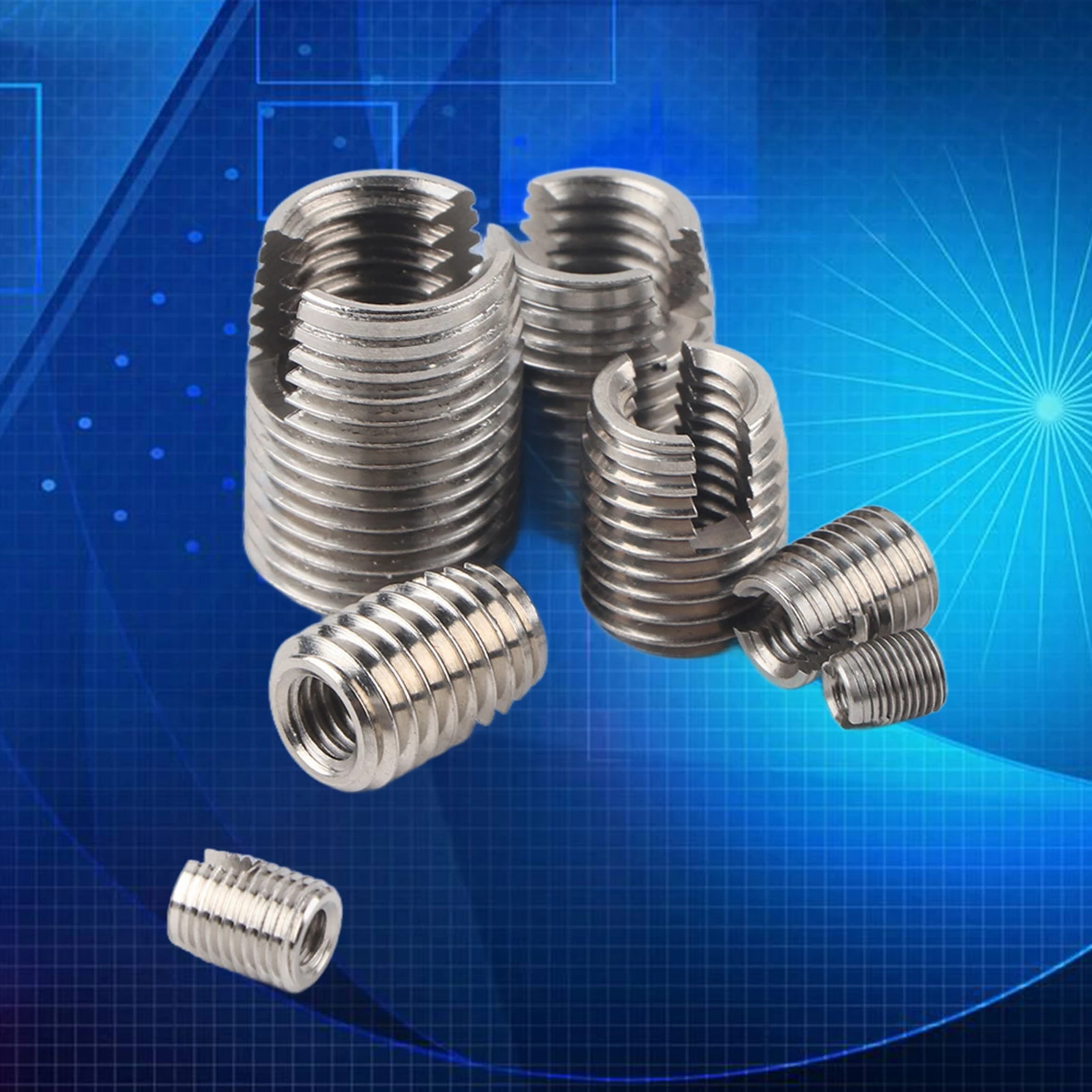 موضوع إدراج الفولاذ المقاوم للصدأ الخيط الداخلي الذاتي التنصت موضوع إدراج مجموعة أداة إصلاح تقوية الموضوع