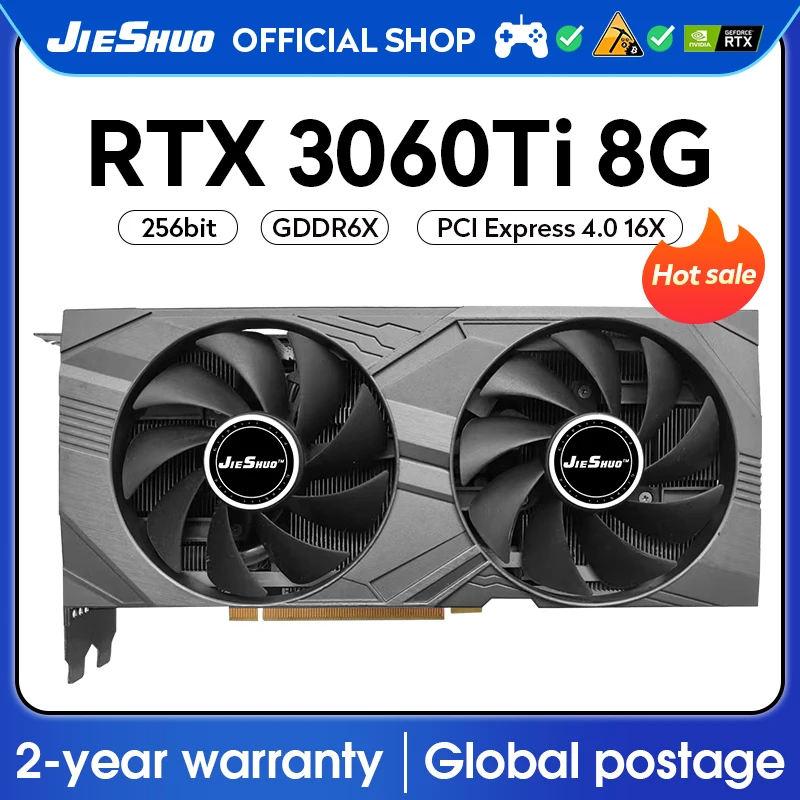 JIESHUO NVIDIA GeForce RTX 3060 TI 8GB GDDR6 256BIT GPU,rtx 3060ti 8g for desktop computer desktop video office games