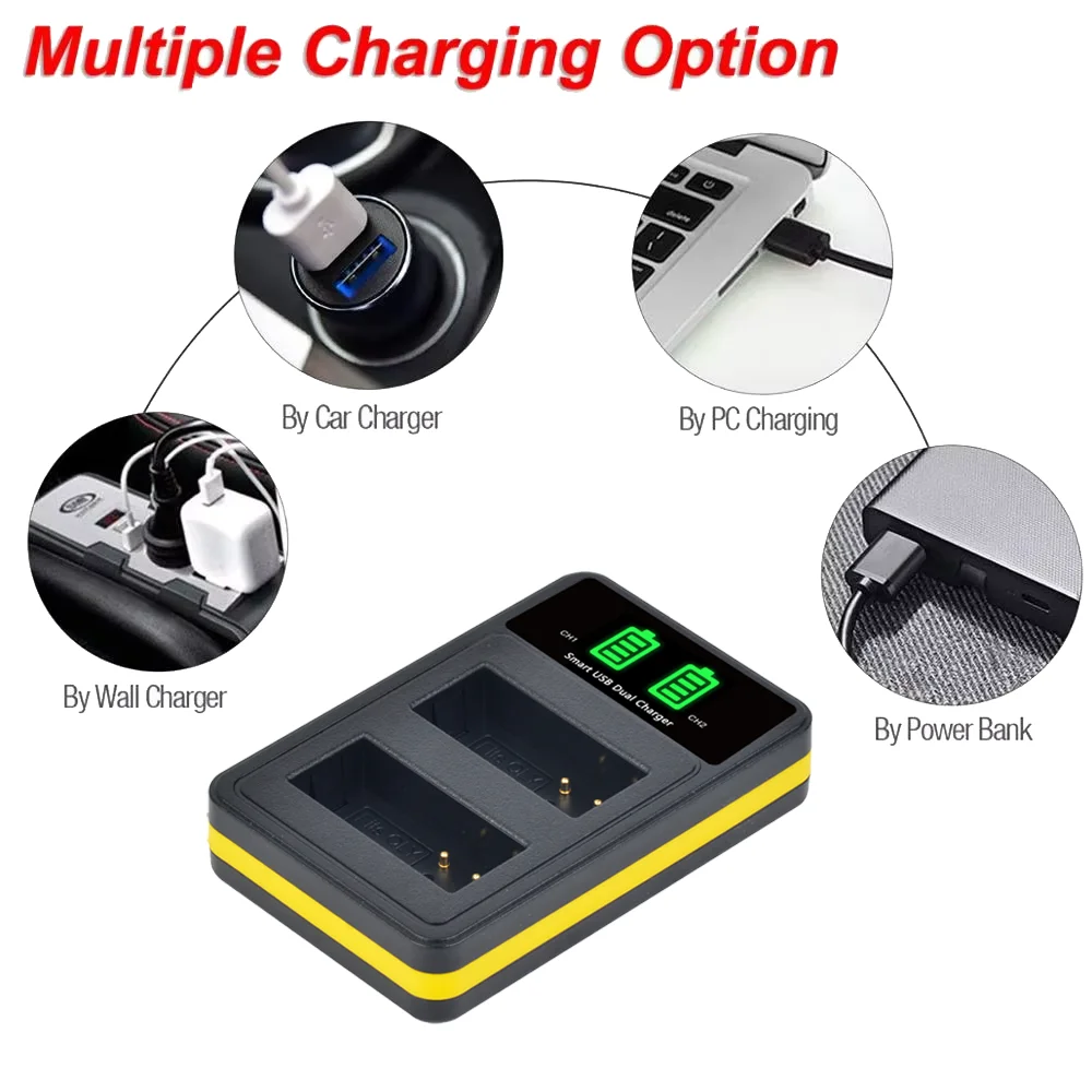 شاحن USB مزدوج LED مع منفذ من النوع C لبطارية PS-BLN1 BLN-1 BCN-1 وقلم Olympus OM-D E-M1 OM-D E-M5 E-P5 OM-D E-M5 II