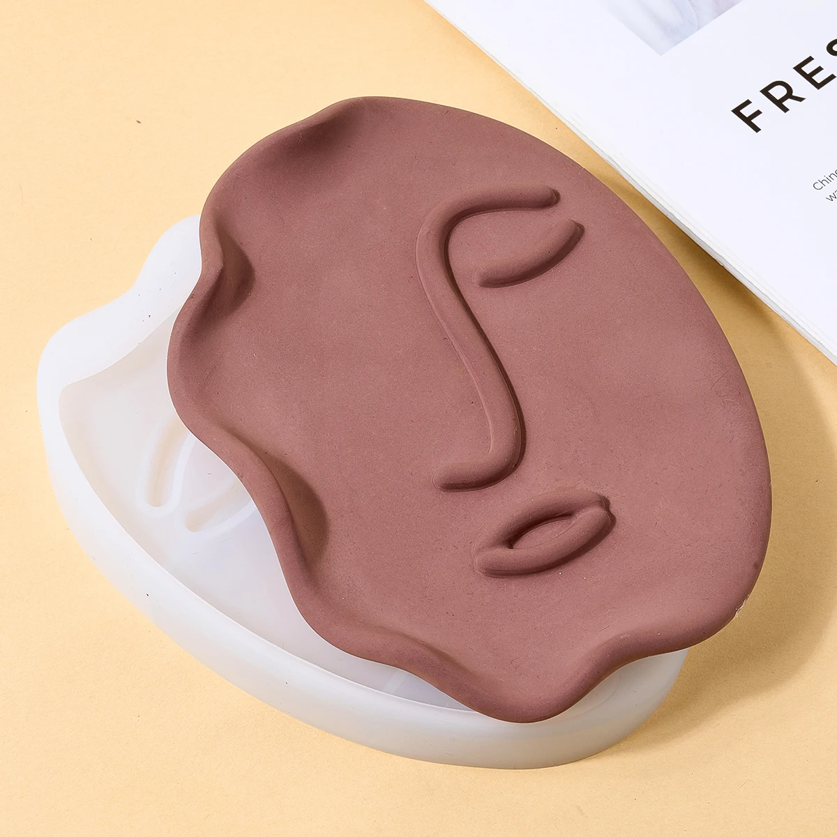 Sexy Woman Face Tray Mold DIY Handmade Twist Face Jewelry Storage Container Cup Holder Silicone Mold Plaster Craft Making Tools