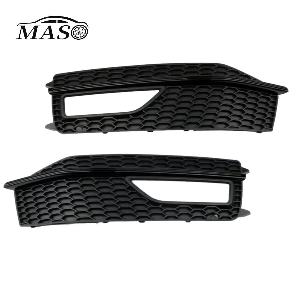 

Glossy Black Front Bumper Grille Foglights Covers Frame Hole Protect Car Accessories for Audi A4 S-line S4 2013 2014 2015