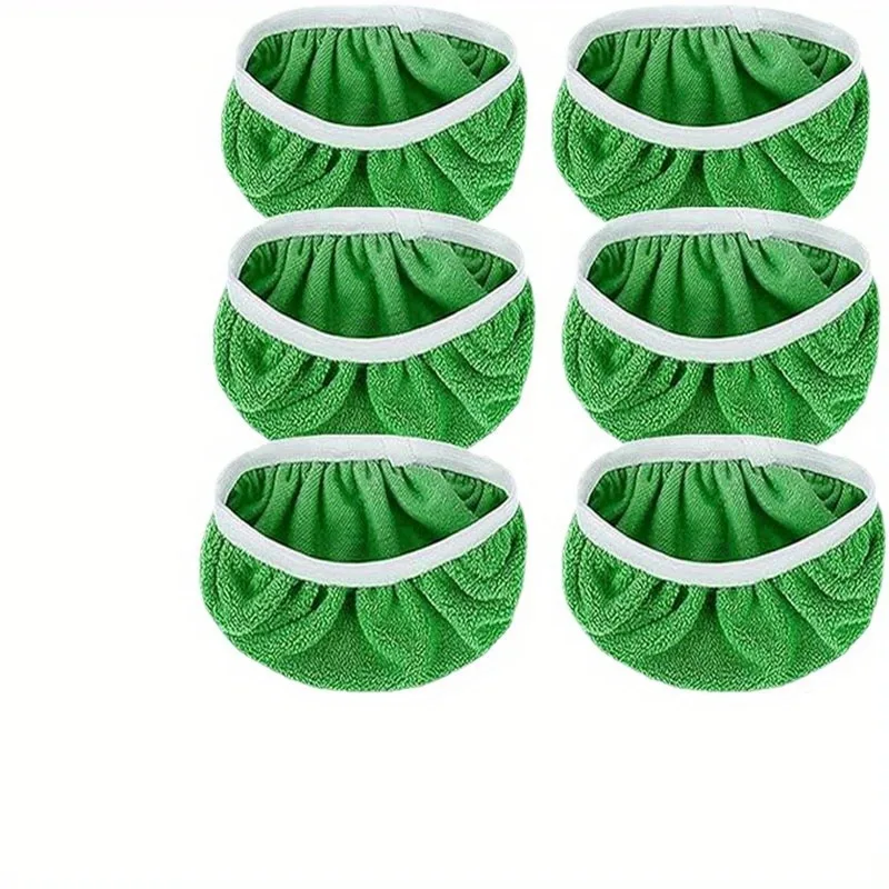 6pcs Reusable Microfiber Mop Pad Refills Washable Absorbent Flat Mop Replacement Heads Green Dust Mopping Cloth for Hardwood Tile Floor Home Cleaning