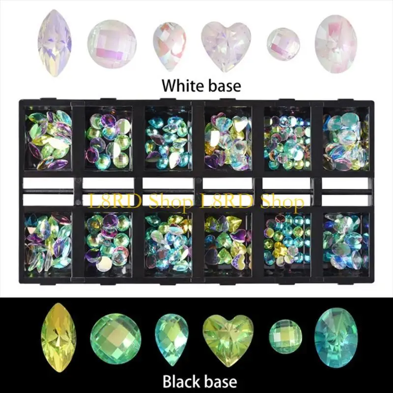 L8RD 12 그리드를위한 네일 아트 장식을위한 여러 가지 그리드 손톱 매니큐어를위한 멀티 모양도