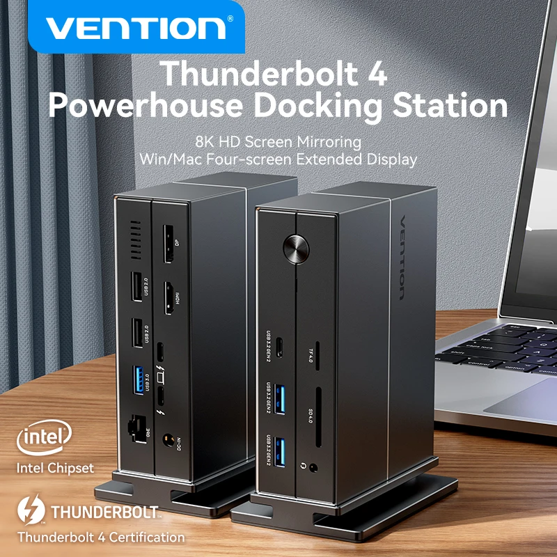 Vention Thunderbolt 4 Dock, USB C Hub 14-Port 8K@30Hz Multifunctional USB HUB Docking Station Laptop Accessories for Macbook Pro