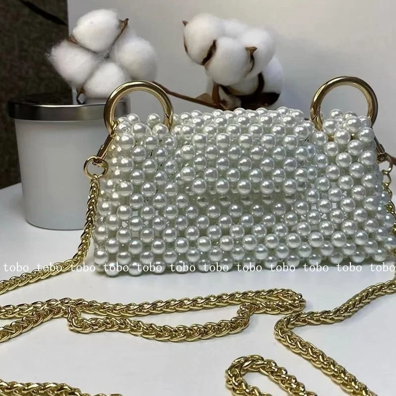 

Customized Pearl Purses and Handbags Metal Chain Fashion Beaded Small Fairy Bead Dinner Crossbody Anime Bags for Women