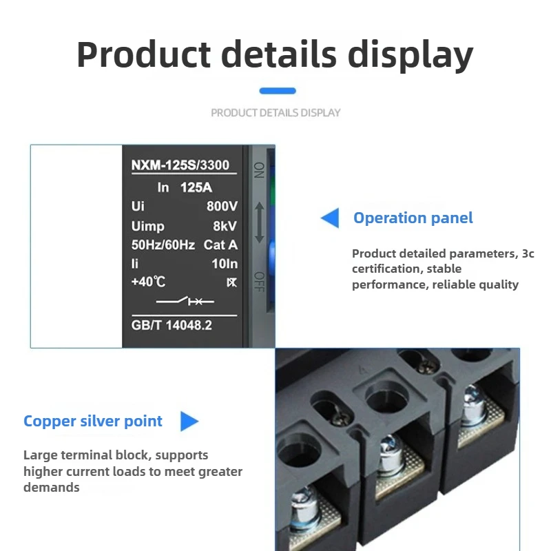 قواطع دوائر Chint NXM-63/4300B NXM-125S/4300B MCCB عازلة مزدوجة وملحقات التوصيل والتشغيل للتركيب السريع #4