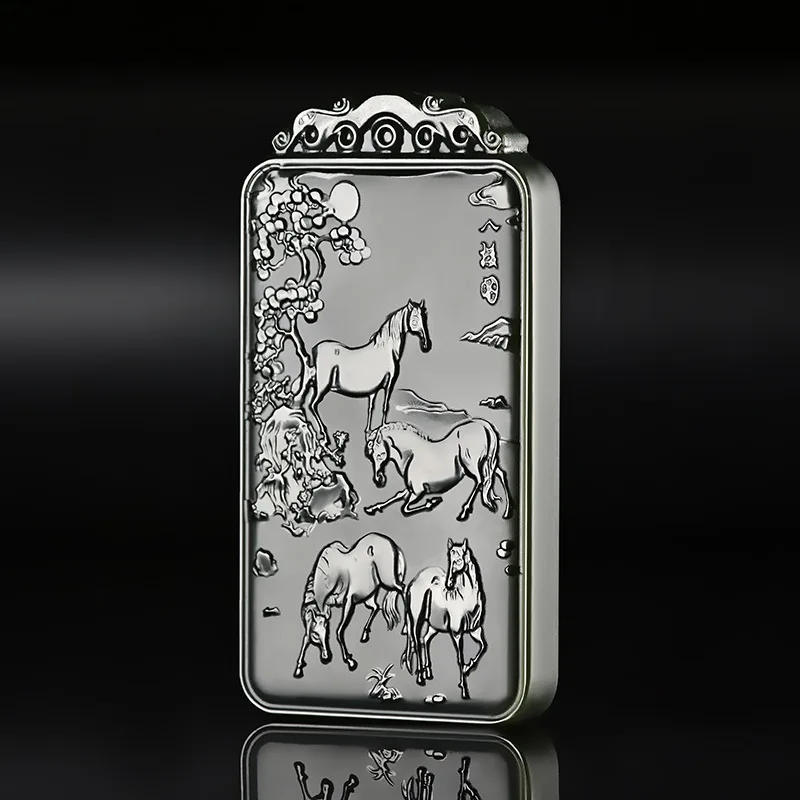 

Fine Jewelry Natural Hetian Nephrite Jade Qingyu Pagoda Blue Two Fine Eight Horses Pendant for Men and Women