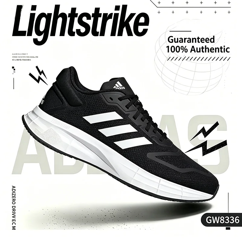 Adidas Men Lightweight Athletic Shoes Mesh Upper Comfortable Black White Running Sneakers GW8336