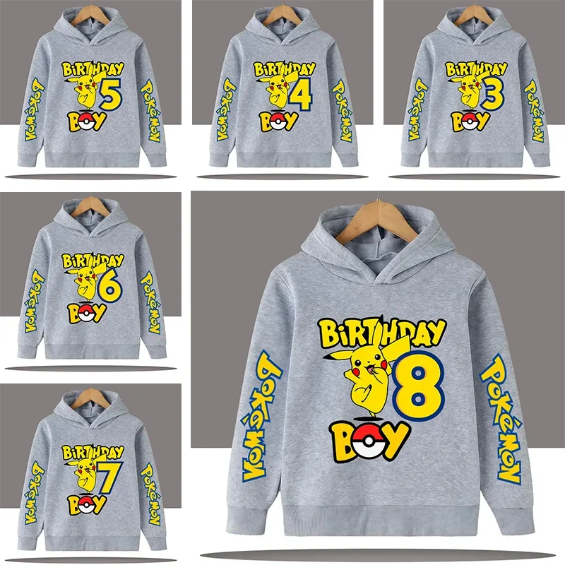 

casual top fall/winter hoodie 3-12 years old Pikachu boy sport shirt children's hooded shirt with digital cartoon print girl