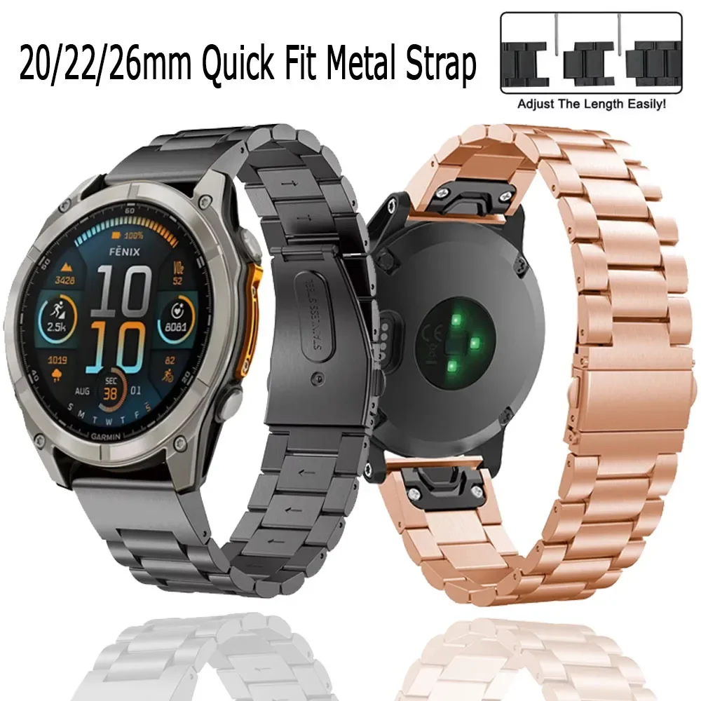 20/22/26mm Schnellwechsel-Metallarmband für Garmin Qactix 8 Tactix 8 Fenix8 51mm 47mm 43mm Band Garmin 965 970 Amazfit T-Rex Ultra 51mm