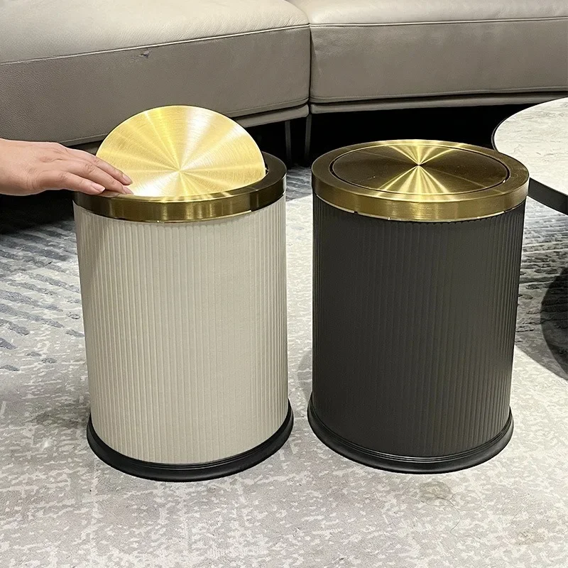 Simple Rocker Cover Type Waste Bins Modern Large Capacity Bedroom Waste Bins Luxury Multifunctional Household Cleaning Tools