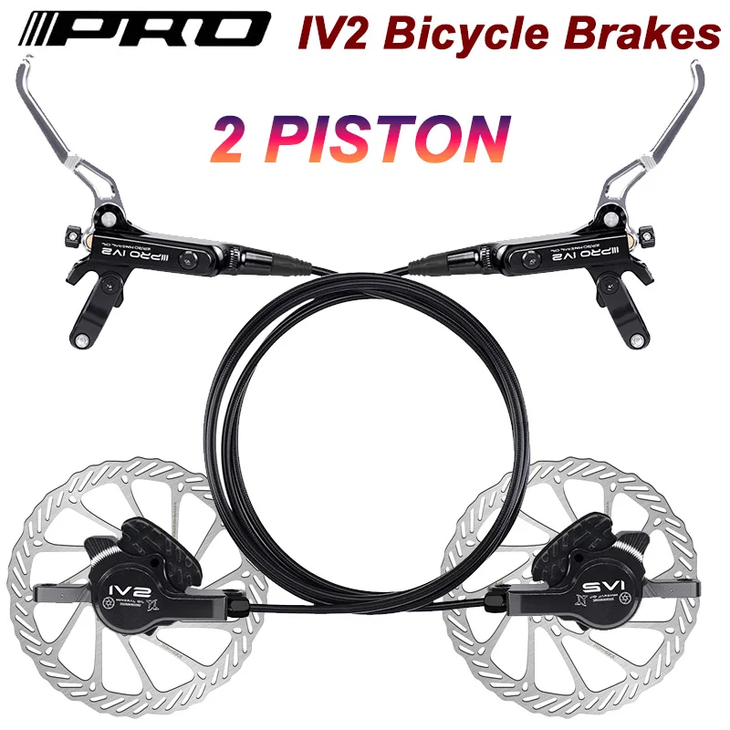 

2 Piston MTB Brakes IV2 Bike Hydraulic Brakes Set CNC Disc Brake Sets Oil Pressure Brake Caliper/Lever 160mm Disc Brake Rotors