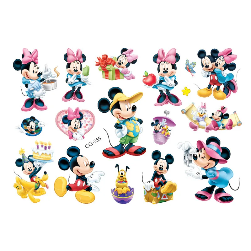 Nova disney mickey minnie mouse crianças tatuagem adesivo anime figura dos desenhos animados meninas presente de aniversário arte do corpo adesivos de tatuagem à prova dwaterproof água