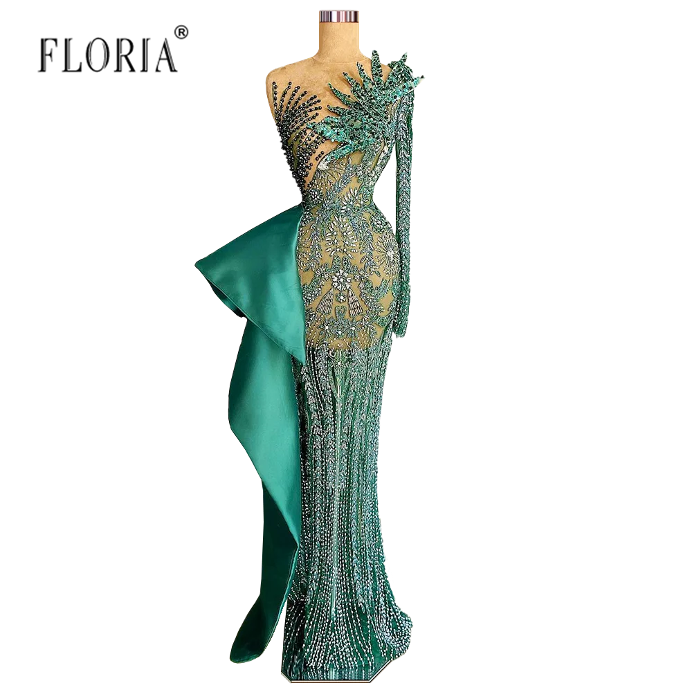 Robe de Rhformelle longue vert foncé avec perles complètes, robe de célébrité, robe de reconstitution historique sinny, tout ce qui est arabe, acheter, 2024